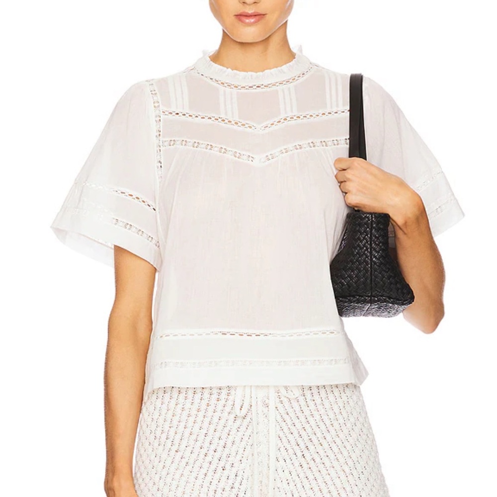 New Rails White 100% cotton Lace Detail Daisy short sleeve Blouse